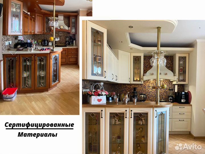 Покраска Реставрация мебели фасадов кухни шкафы