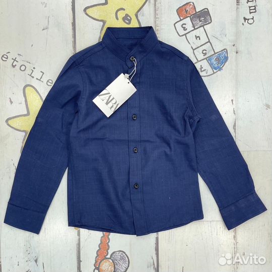 Рубашка на мальчика Zara голубая и синяя