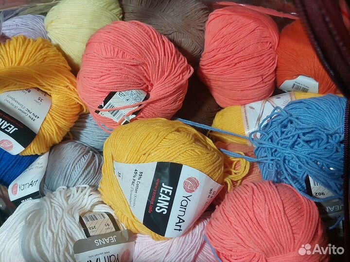 Пряжа плюшевая и джинс