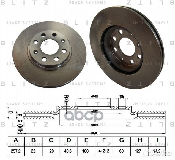 Диск тормозной вентилируемый перед BS0217 B