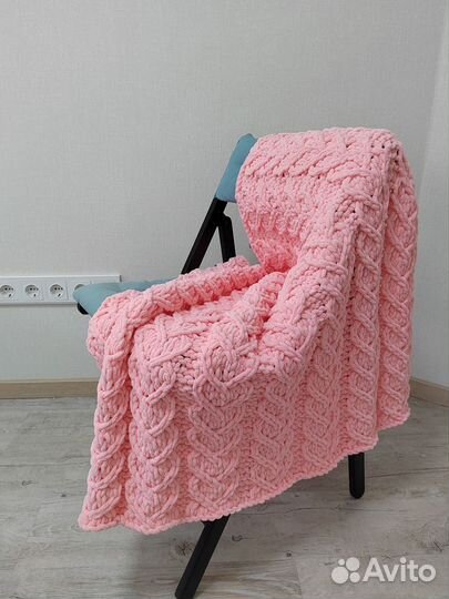 Плед на выписку детский плюшевый розовый