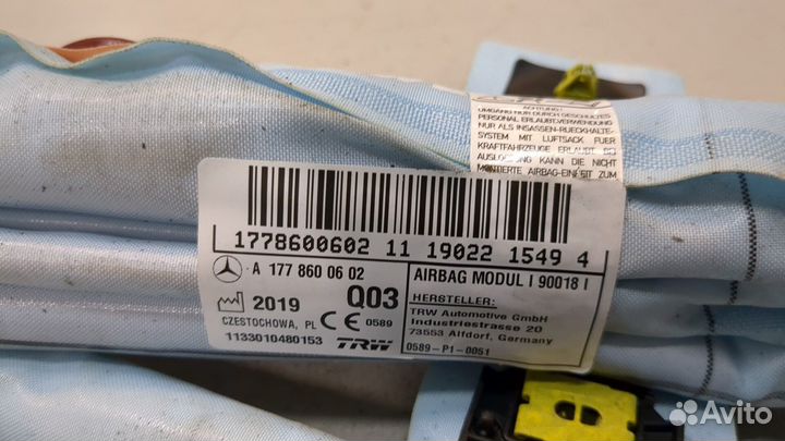 Подушка безопасности боковая (шторка) правая Mercedes A W177 2018, 2019