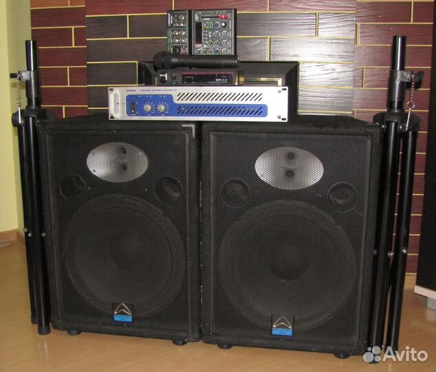Колонки WDL 1200W Усилок Микшер Микрофон Треноги