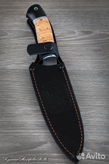 Кухонный нож из дамасской стали № 10 сталь береста