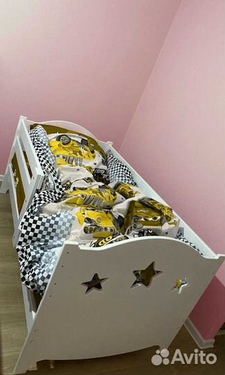 Кроватка высокий борт детская берёза сингл