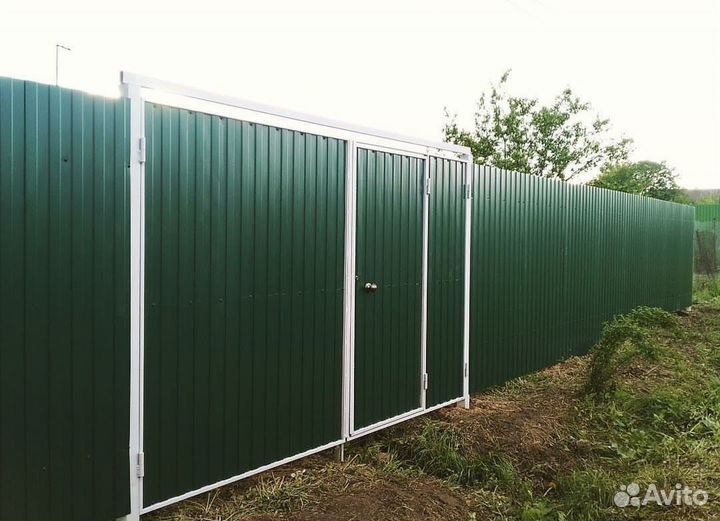 Бюджетный забор 20 м с воротами 4 м - под ключ
