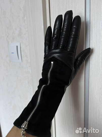 Перчатки кожа-замша