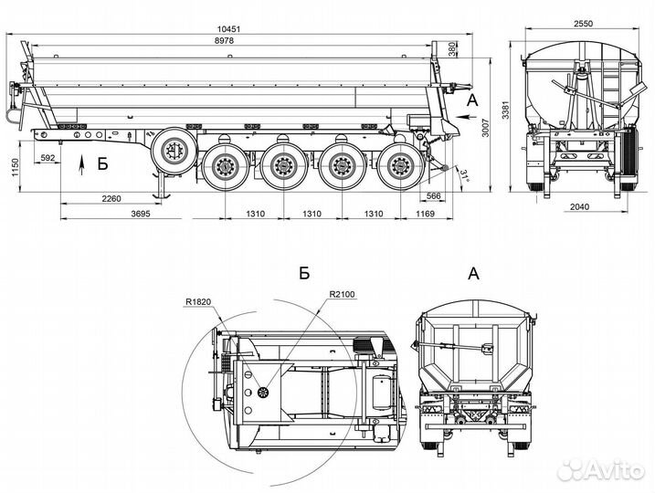 Полуприцеп самосвальный Тонар SL4-30 (9595), 2024