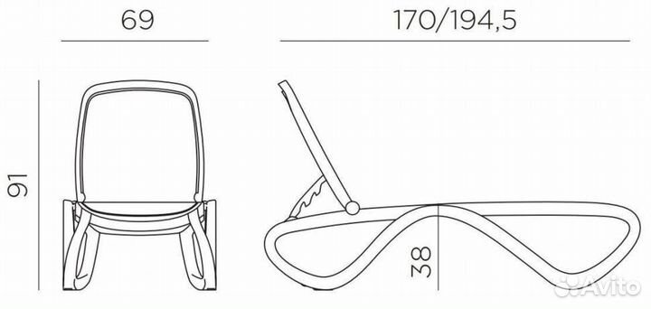 Шезлонг-лежак Omega Антрацит Nardi пластиковый
