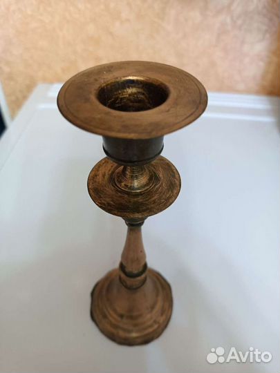Подсвечник медный старинный