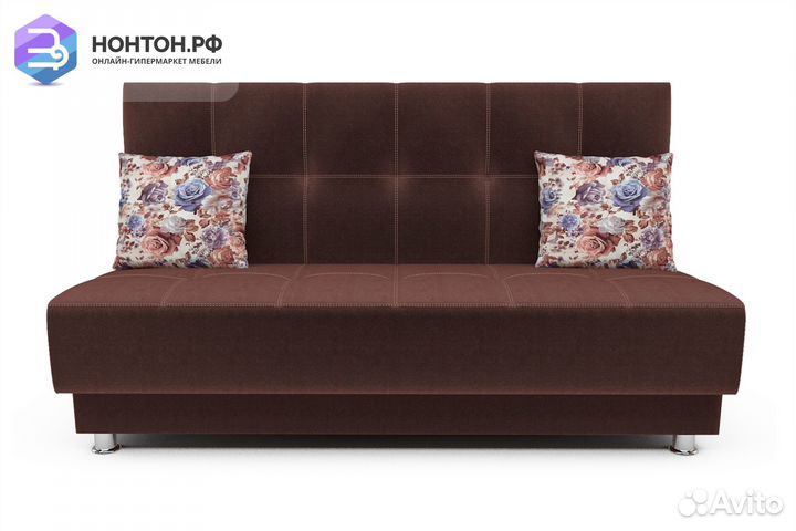 Диван книжка Мария микровелюр коричневый