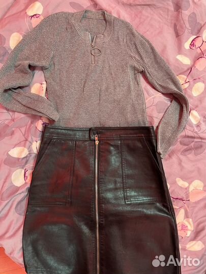 Юбка экокожа 40