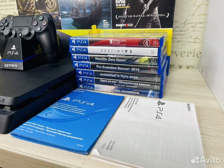 PS4 Slim 1000GB + игры,коробка, гарантия