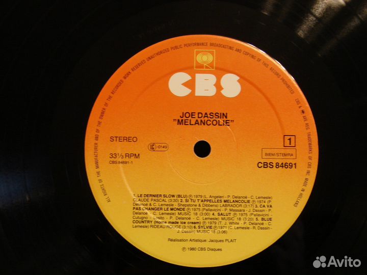 Joe Dassin – Mélancolie - Holland - 1980