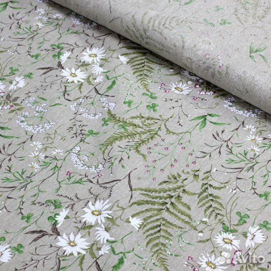 Ткань Полулён льняное лето шир. 150см