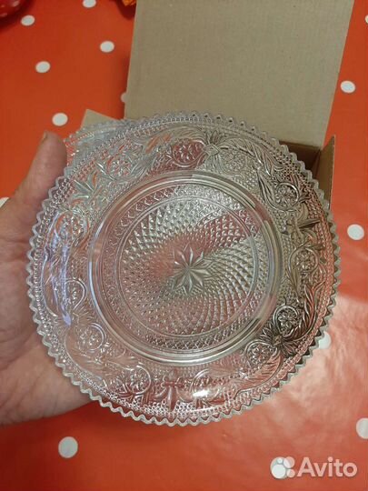 Набор блюдец 6шт, стекло. Новый