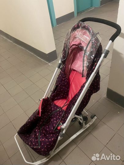 Детские санки коляска на колесах