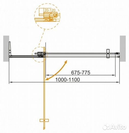 Душевая дверь Cezares slider-B-1-100/110-C-nero