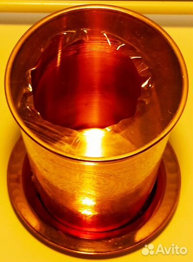 Медный стакан 300 мл с крышкой-блюдцем