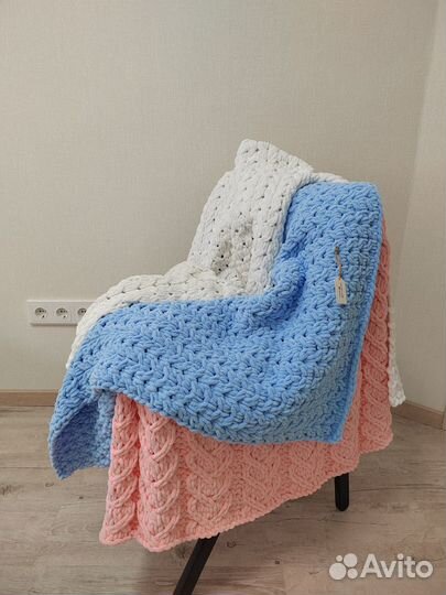 Плед на выписку детский плюшевый розовый