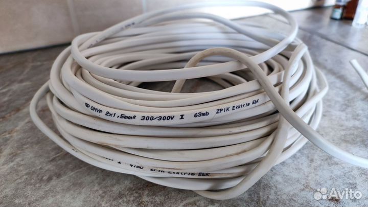 Кабель 2х1.5 (многожильный, 300/300V, 63mb)