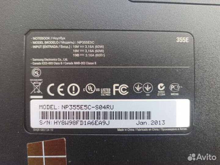 Корпус крышка рамка поддон топкейс samsung np355e5