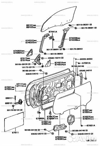 Стекло передней правой двери Toyota Celica ZZT230