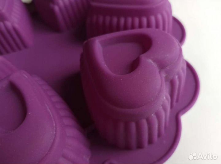 Силиконовая форма для выпечки кексов сердечки