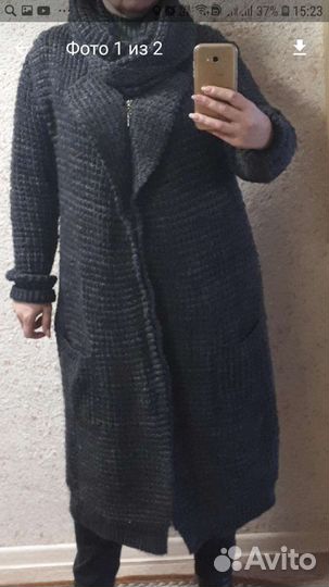 Вязанное пальто