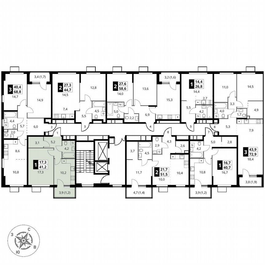 1-к. квартира, 41,2 м², 12/12 эт.