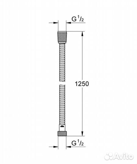 Душевой шланг grohe усиленный металлический 1250 м