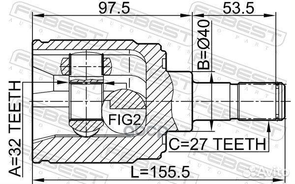 ШРУС внутренний правый 32x40x27(58.5) (honda AC