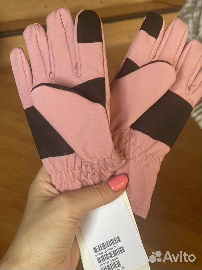 Перчатки детские розовые осенние