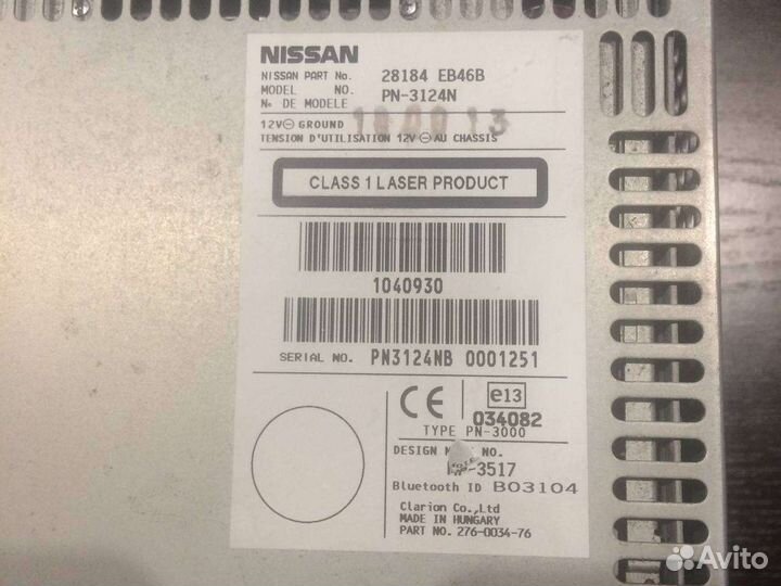 Штатная магнитола nissan