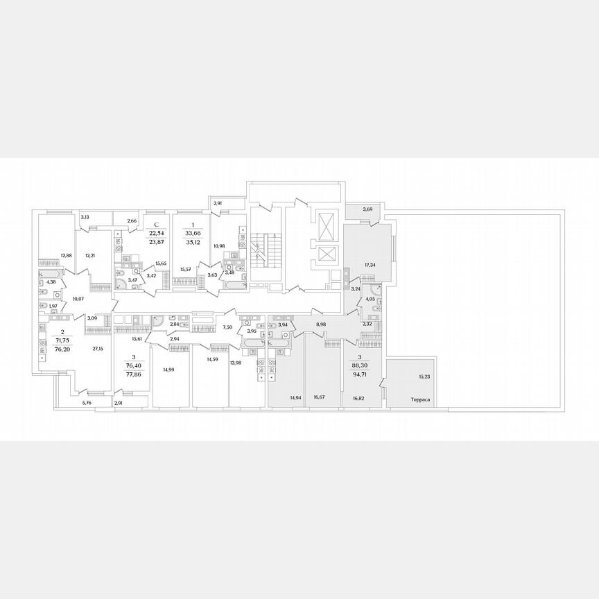 3-к. квартира, 94,7 м², 13/17 эт.