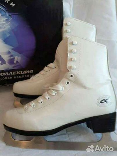 Фигурные коньки из натур. кожи, р.37