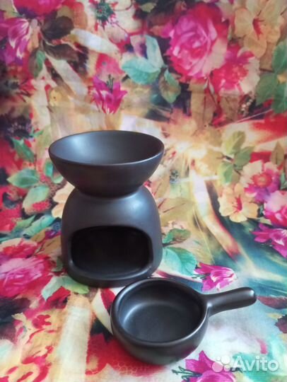 Керамическая аромалампа для масел с подсвечником