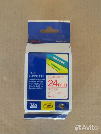TZE252 Brother TZ-E252 лента 24мм красный на белом