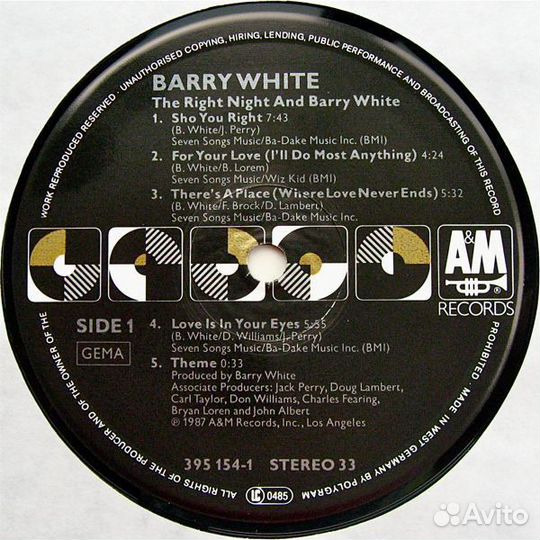 Barry White The Right Night & Barry White LP