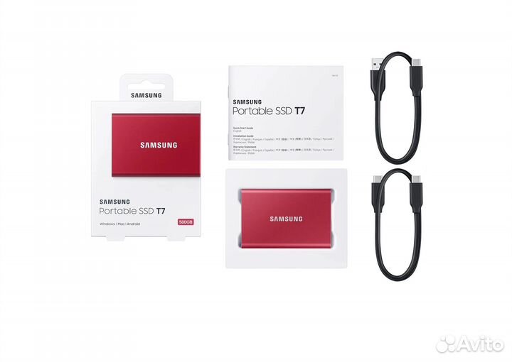 500 гб Внешний SSD накопитель Samsung T7, красный