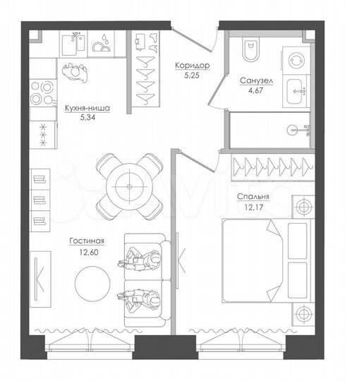 1-к. квартира, 40 м², 20/21 эт.