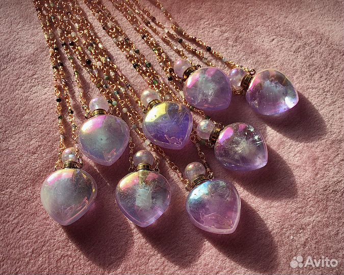 Кулон-флакон сердце аметист с титановым покрытием