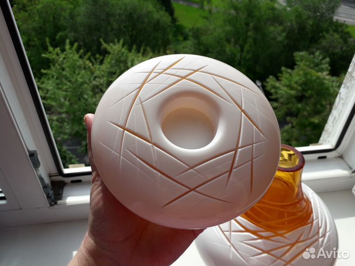 Ваза и подсвечник цветное стекло Европа