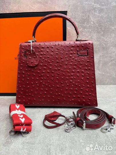 Сумка Hermes Kelly 28 ostrich из натуральной кожи