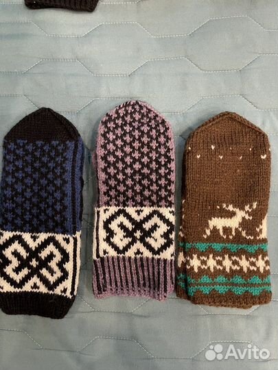 Варежки вязаные ручной работы