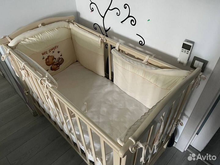 Детская деревянная кроватка Лель с ящиком