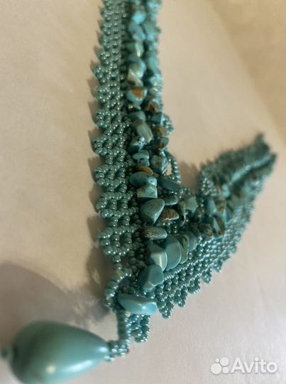 Колье из бисера и бирюзы