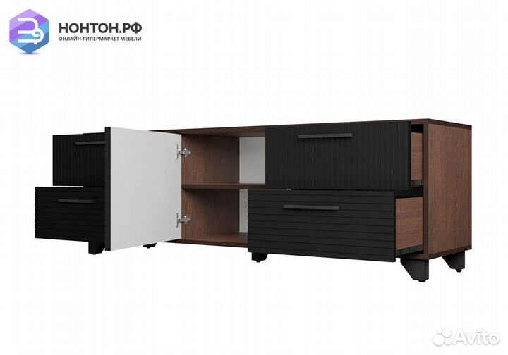 Тв-тумба со створкой Копенгаген венге / черный мат