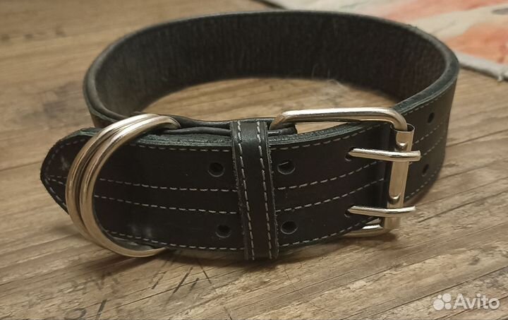 Кожаный ошейник 55-65см