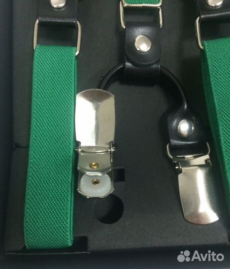 Изумрудные детские подтяжки с бабочкой George Lee